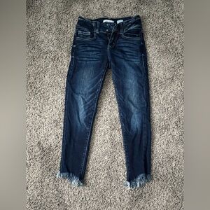 KanCan Dark Blue Frayed Hem Jeans
